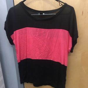 Pink and black sheer shirt